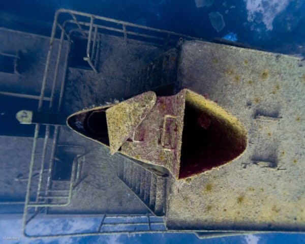 Upper deck of wreck Tug 2.