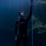 Freediving student of Deep Med ascending along the line