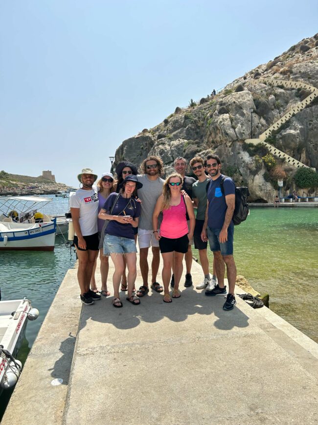 Group of freediver smiling in Xlendi