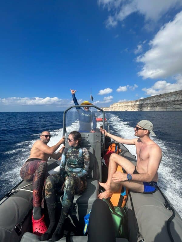 Freedivers crusing along the Gozo coast